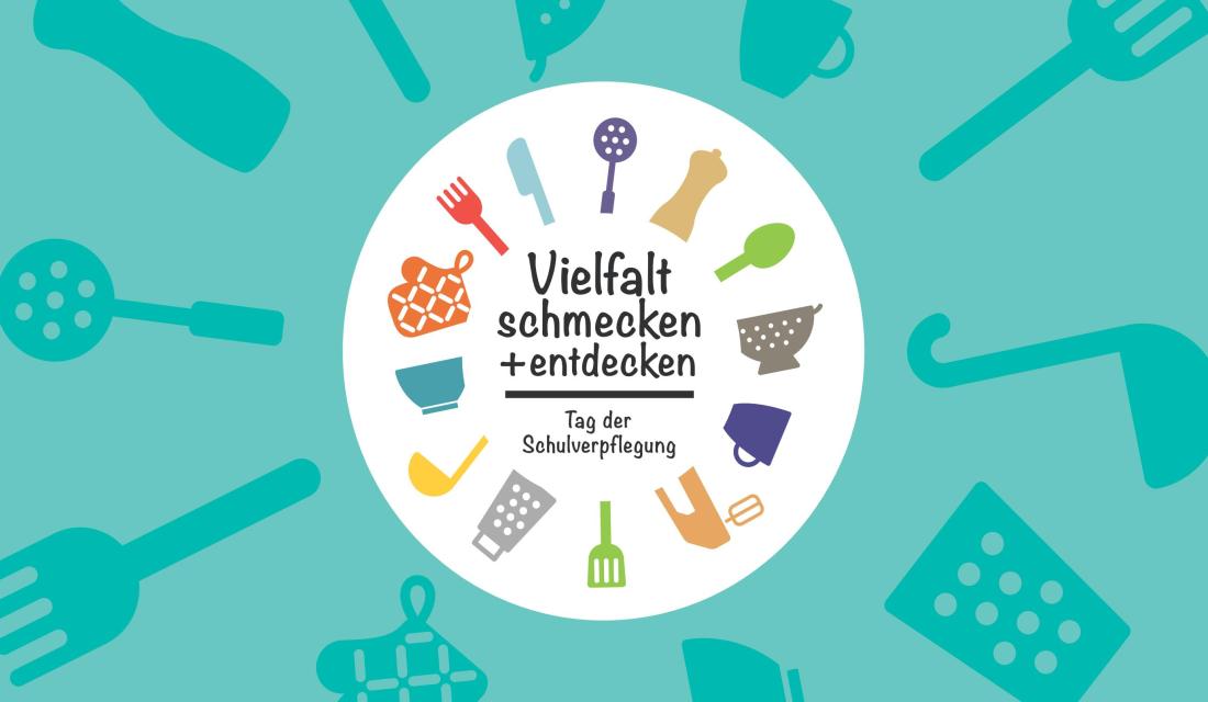 Logo der Tage der Schulverpflegung auf grünem Grund