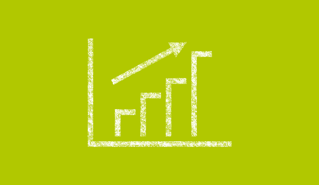 Graf mit unterschiedlich hohen Balkan mit wei´ßer Kreide auf gelbgrünen Untergrund