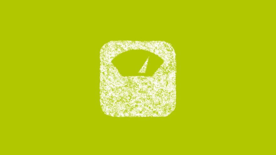 Gelbgrüner Hintergrund mit einem Icon einer Waage
