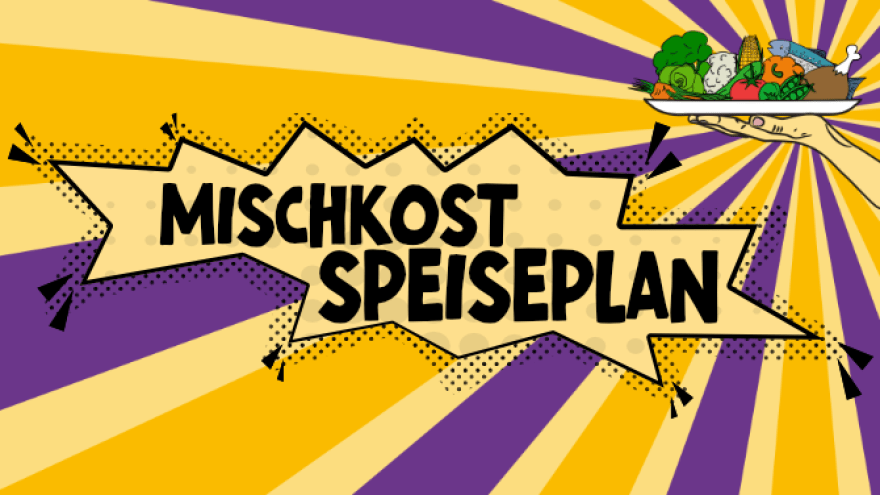 Comicsprechblase mit dem Text Mischkost Speiseplan