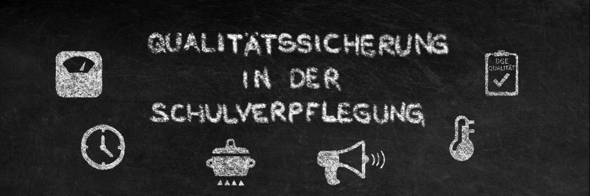 Tafel mit der Aufschrift Qualität in der Schulverpflegung mit Icons für die einzelnen Instrumente