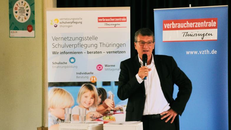 Minister Lauinger bei der Eröffnung der Tage der Schulverpflegung 2019